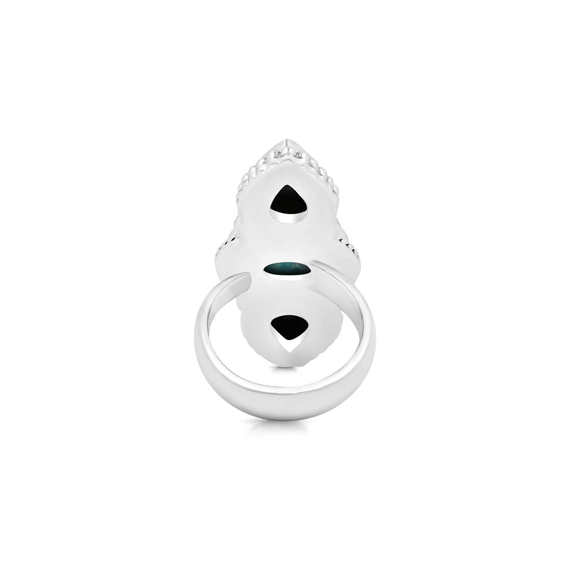 Turquoise And Black Onyx Adjustable Ring-(TRQ-CLS-1.)